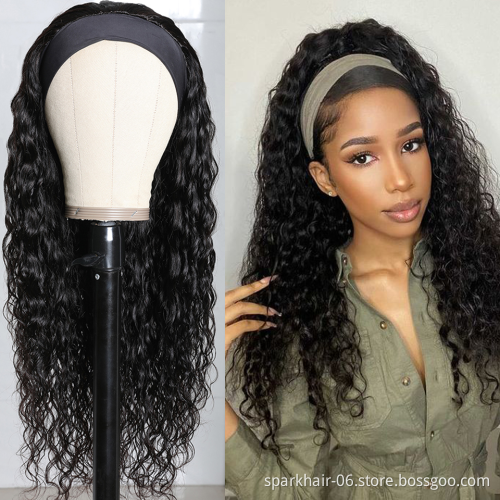 Remy Virgin Human Hair Headband Wigs,Half Wig Kinky Curly Human Hair For Black Women,Headband Human Hair Non-Lace Wig